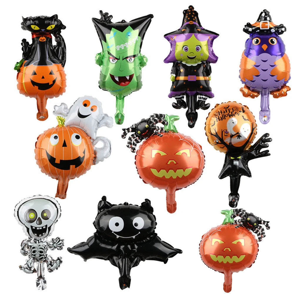 10pcs mini Halloween Pumpkin Ghost Balloons Decorations Spider Foil Balloons Inflatable Toys Bat Globos Halloween Party Supplies