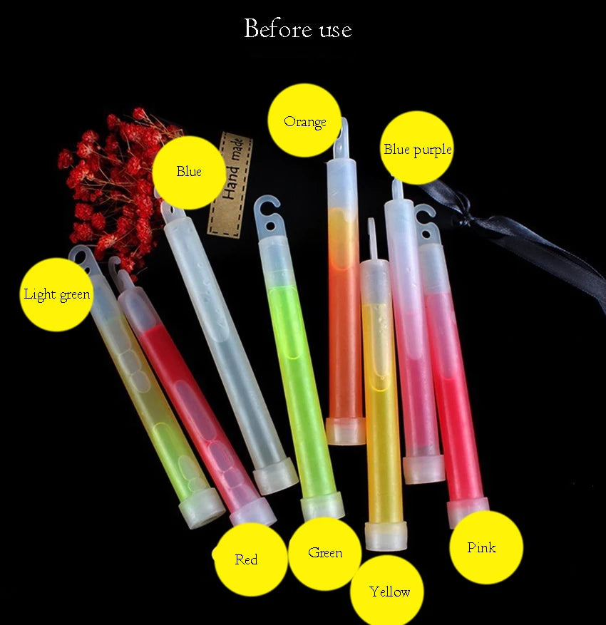 6inch Glow Sticks Party Glowstick Light Stick Chemical Fluorescent Halloween Hanging Decoraction Camping Emergency Lights