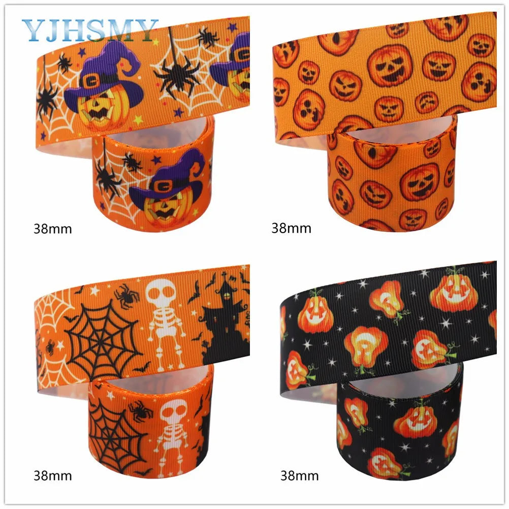 5 yards Halloween pumpkin Ribbon Printed Grosgrain Ribbons 1-1/2'' DIY Handmade Party Decoration Gift Packaging