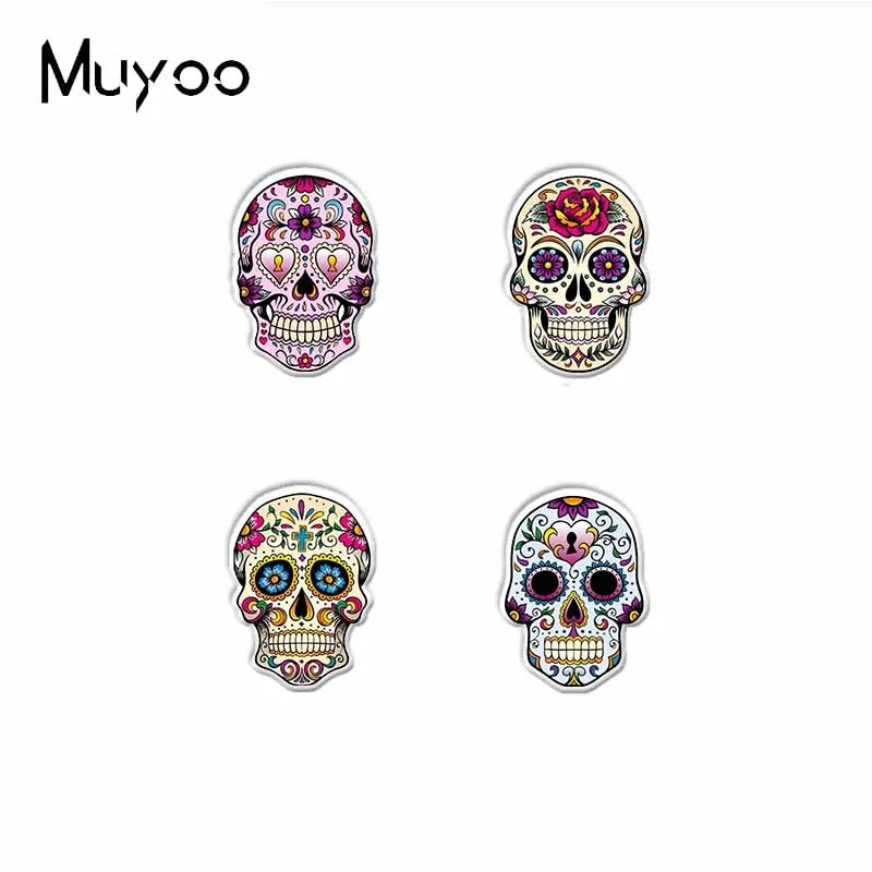 New Arrival Vintage Sugar Mexican Skull Halloween Skulls Graffiti Handcraft Epoxy Acrylic Lapel Pins