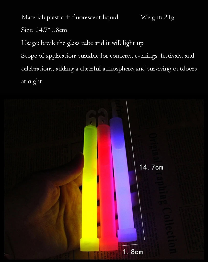 6inch Glow Sticks Party Glowstick Light Stick Chemical Fluorescent Halloween Hanging Decoraction Camping Emergency Lights