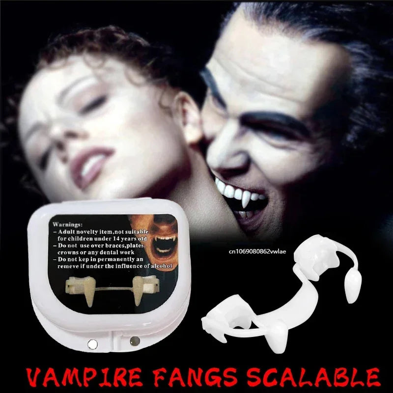 Retractable Vampire Teeth Halloween Decoration Dracula Fake Teeth Monster Werewolf Fangs Cosplay Costume Prop For Adult Kids