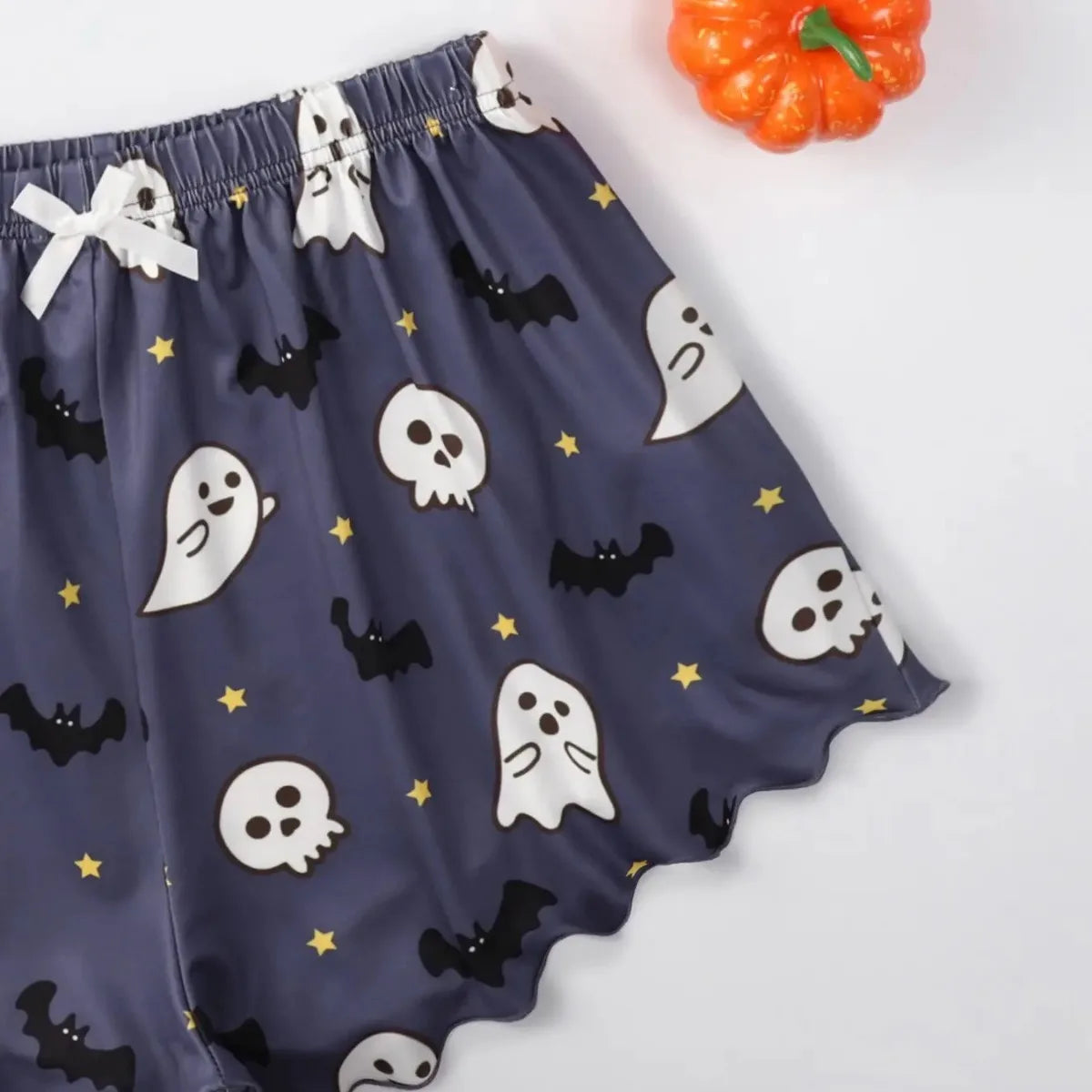 Underwear with Halloween Ghost Printed Spaghetti Straps Women's Silk Satin Pajamas Set Soft Pajamas Women Pajamas Ladies Pajamas