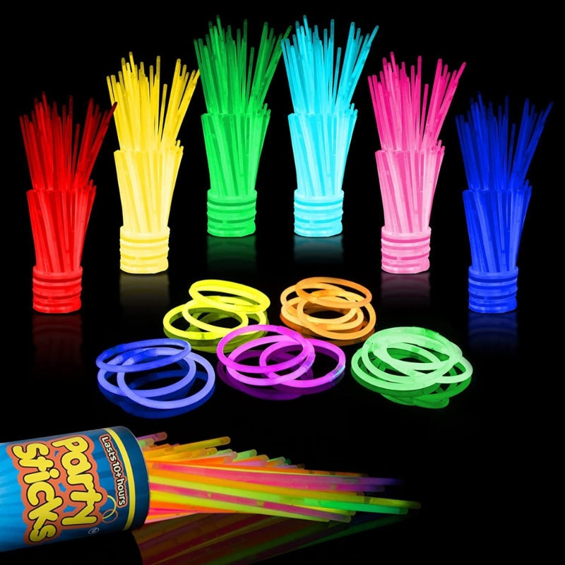 100pcs/set Glow Bracelets Sticks Glow in The Dark Sticks with Connectors Halloween Party Supply Glowsticks DIY Necklace