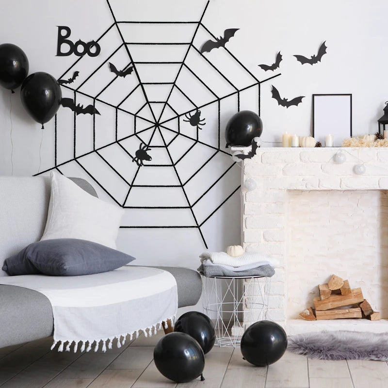 Halloween Spider Web Black White Giant Stretchy Cobweb For Haunted House Halloween Terror Party Props Decor Home Bar Decoration