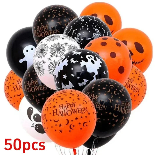 12 Inches Halloween Balloons Orange Pumpkin Ghost Latex Inflatable Balloons Kids Toys Halloween Party Decoration Supplies