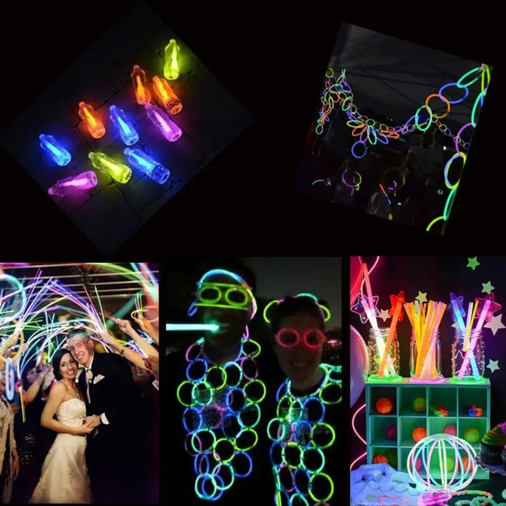 Glow Stick Party Pack Halloween Glow Sticks Vibrant Glow Stick Bulk Set 100pcs Disposable Necklace Bracelet Glowsticks for A