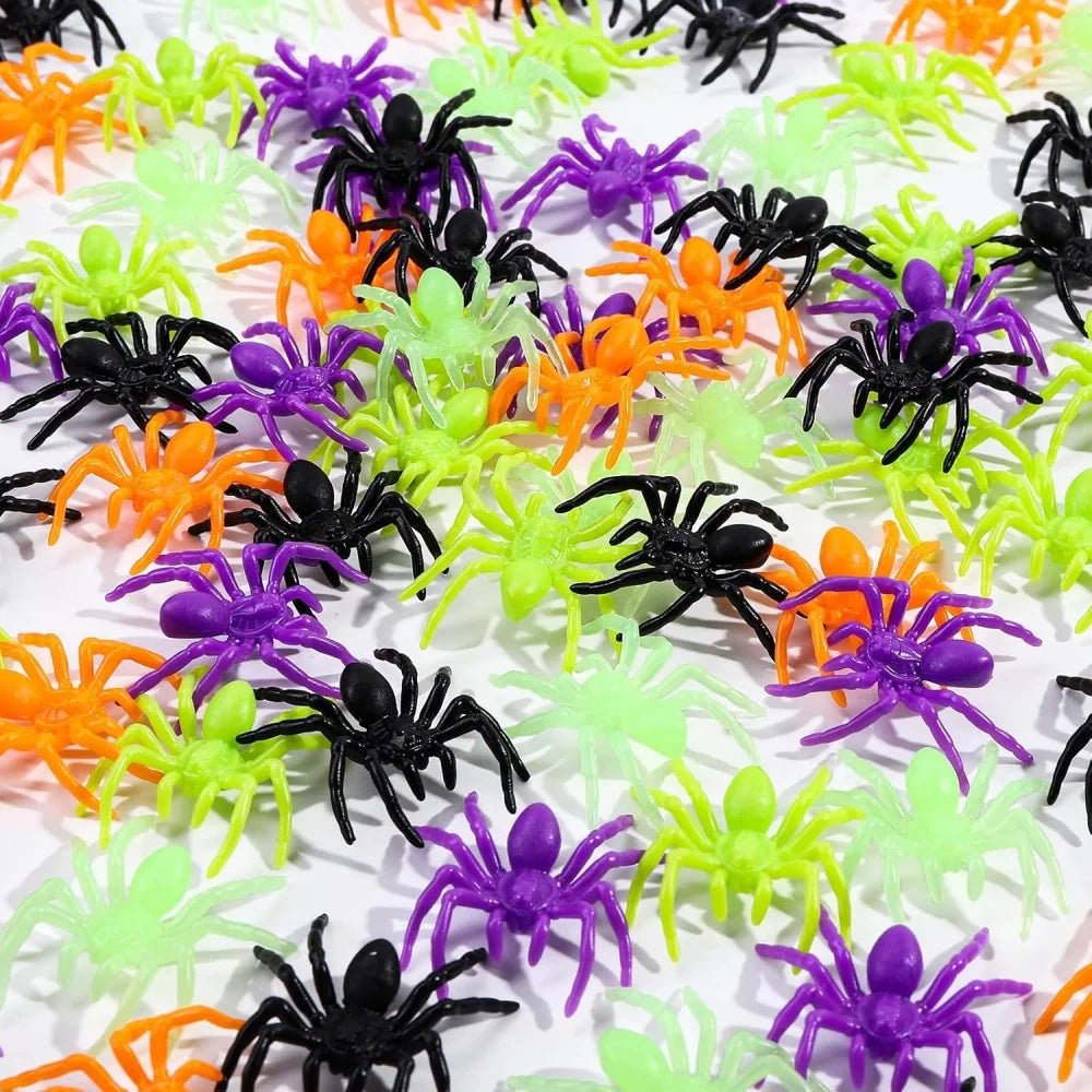 100PCS Plastic Spiders Realistic Halloween Fake Spiders Mini Small Spider Educational Learning Toys Halloween Prank Props