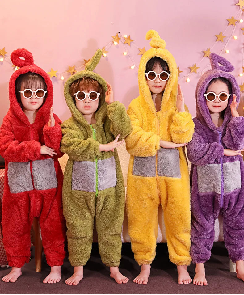 Teletubbies Pajamas Halloween Party Costume Children's Pajamas Kids Teletubbies Costumes Soft Long Sleeves Piece Lala Cosplay