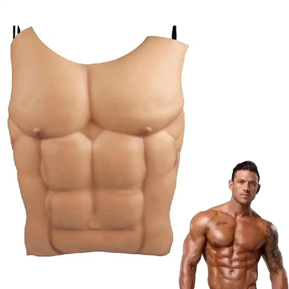 EVA Nude Skin False Muscle Masquerade Costume Tricky Prop Cosplay Fake Macho Chest Abdominal Muscles Halloween Party Diy Decor