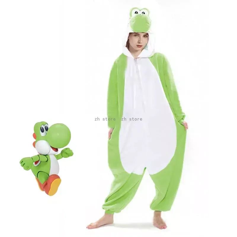 Super Mari0 LUIGI Yoshi Onesie Frog Cosplay Costume Kigurumi Halloween Christmas Fleece Pajama LOVERS Full Body Homewear GIFT