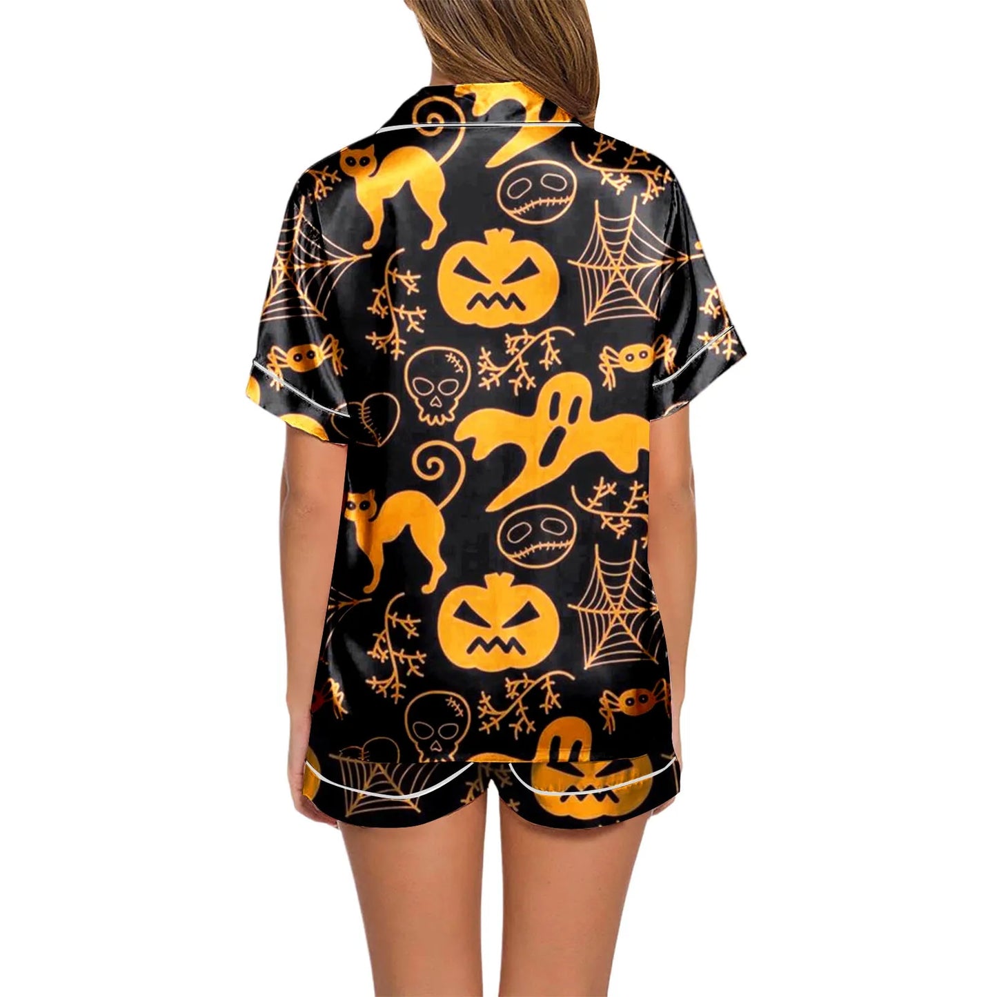 2024 hot 2 pieces Pajamas Shorts Set Pants Set for Women Ladies Casual Halloween pumpkin Printed Loungewear comfortable sets