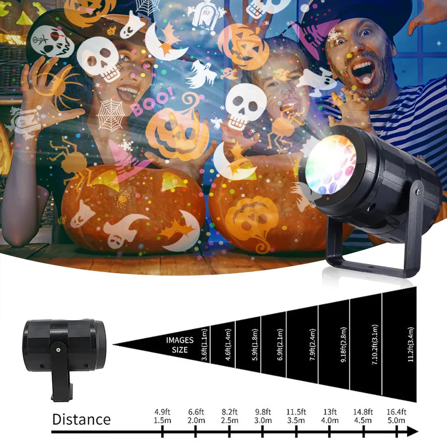 Halloween Projector Night Light Pumpkin Bat Ghost Dynamic Pattens USB Power Fairy Lamp for Bedroom Room Party Indoor Decor Light