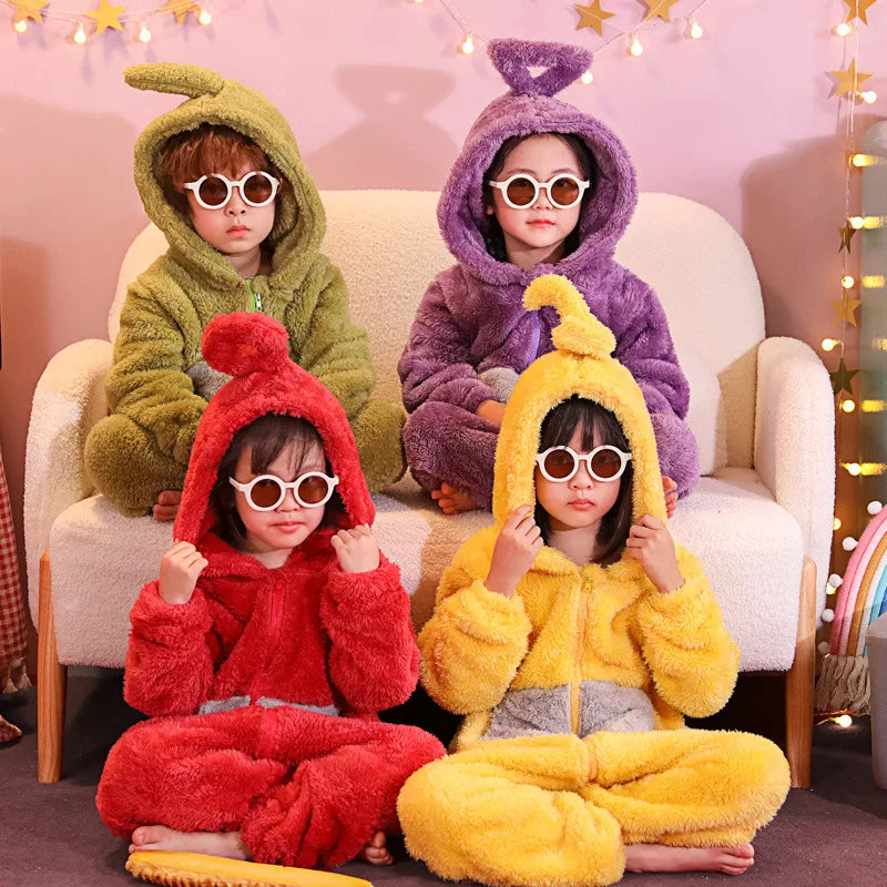 Teletubbies Pajamas Halloween Party Costume Children's Pajamas Kids Teletubbies Costumes Soft Long Sleeves Piece Lala Cosplay