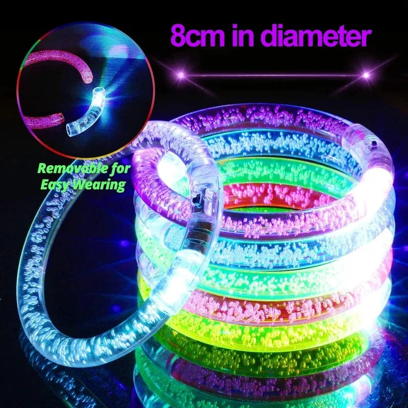 1/20PCS LED Glow Bracelets with Battery Creative Kids Flashing Light Up Toys Neon Glowing Bangle Luminous Wristband Party Supply