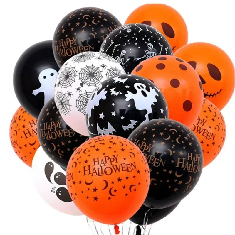 12 Inches Halloween Balloons Orange Pumpkin Ghost Latex Inflatable Balloons Kids Toys Halloween Party Decoration Supplies