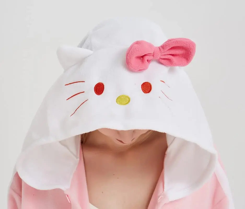 Hello Kitty Onesie Cartoon Cosplay Costume for Women Pajamas One-Piece Pijamas Halloween Kigurumi Christmas Full Body Clothes