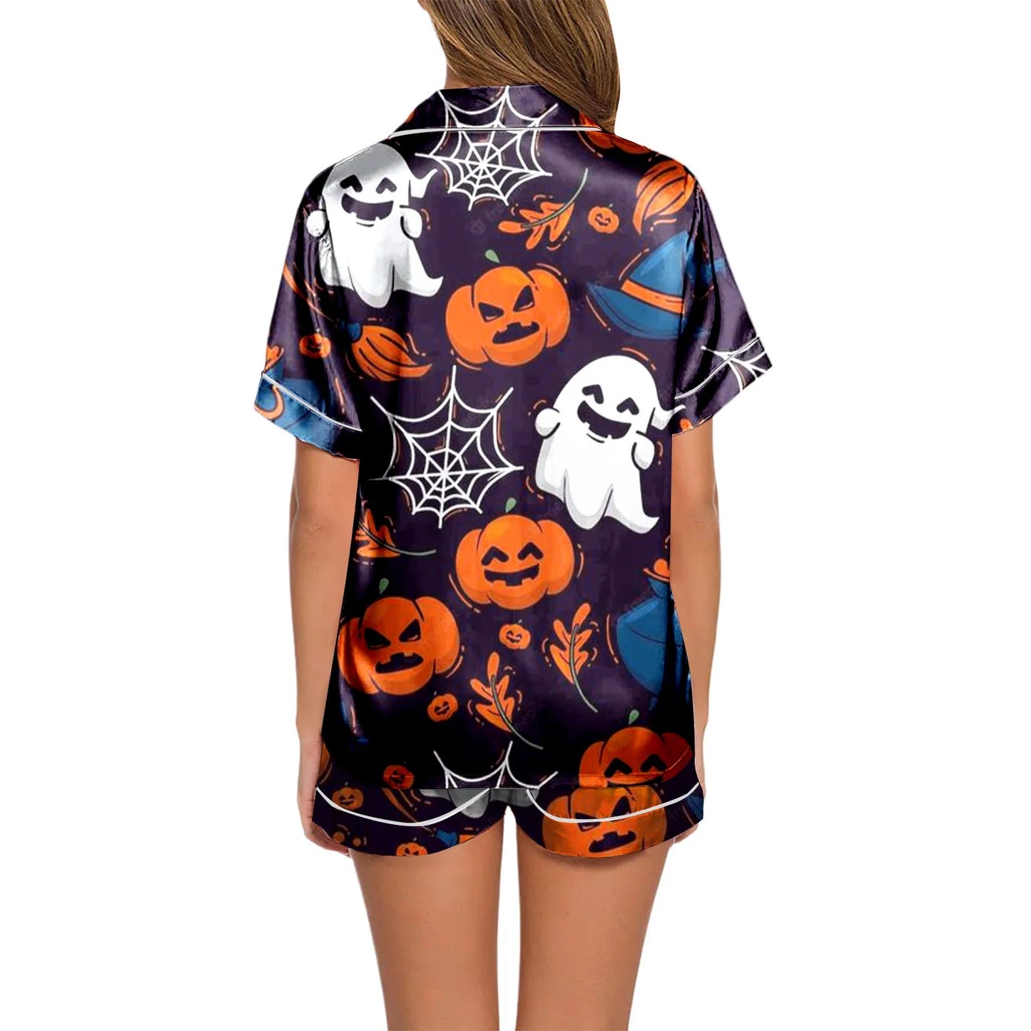 2024 hot 2 pieces Pajamas Shorts Set Pants Set for Women Ladies Casual Halloween pumpkin Printed Loungewear comfortable sets