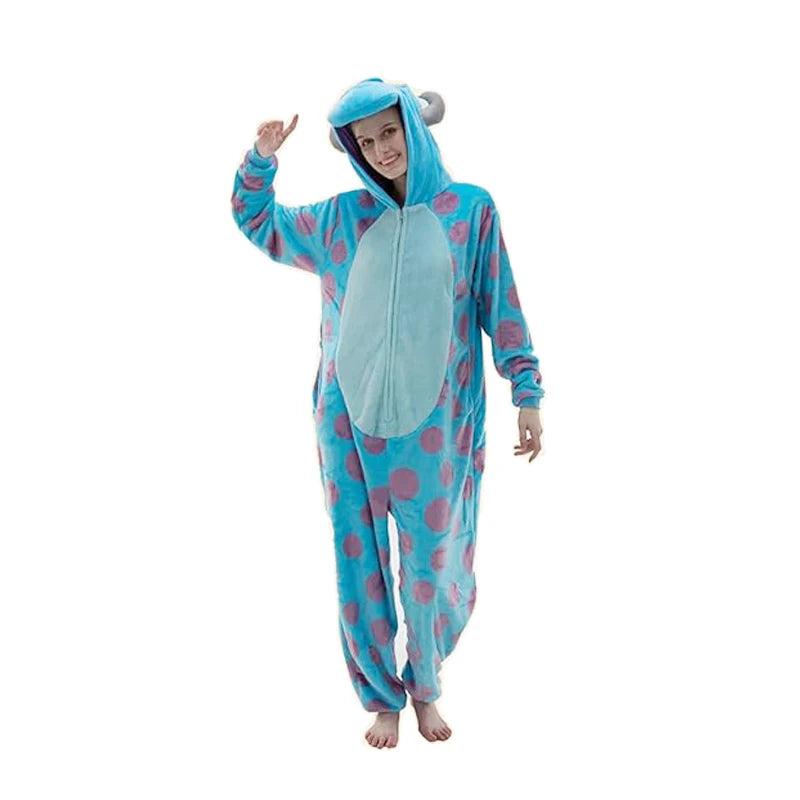 Women Onesie Blue Monster Cosplay Costume for Adults Pajamas  Full Body Clothes One-Piece Pijamas Halloween Kigurumi Homewear