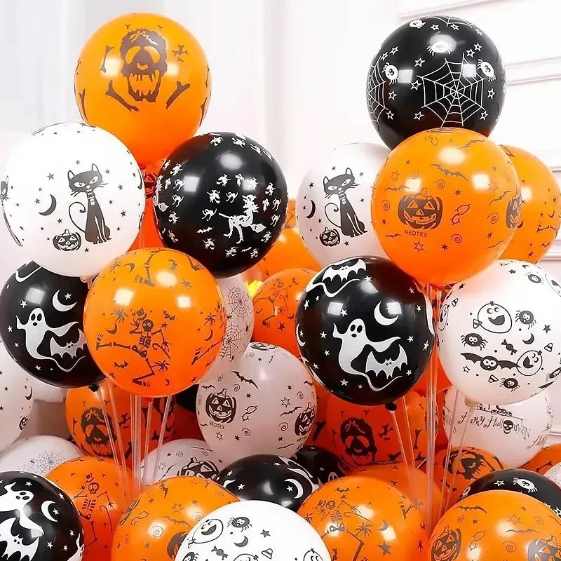 12 Inches Halloween Balloons Orange Pumpkin Ghost Latex Inflatable Balloons Kids Toys Halloween Party Decoration Supplies