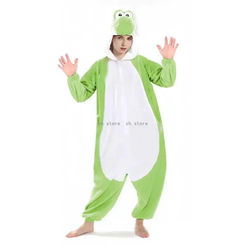 Super Mari0 LUIGI Yoshi Onesie Frog Cosplay Costume Kigurumi Halloween Christmas Fleece Pajama LOVERS Full Body Homewear GIFT