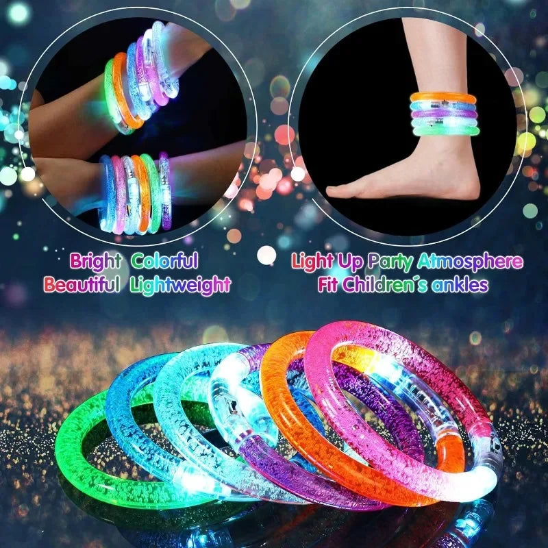 1/20PCS LED Glow Bracelets with Battery Creative Kids Flashing Light Up Toys Neon Glowing Bangle Luminous Wristband Party Supply