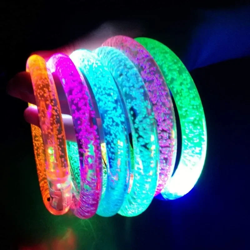 1/20PCS LED Glow Bracelets with Battery Creative Kids Flashing Light Up Toys Neon Glowing Bangle Luminous Wristband Party Supply