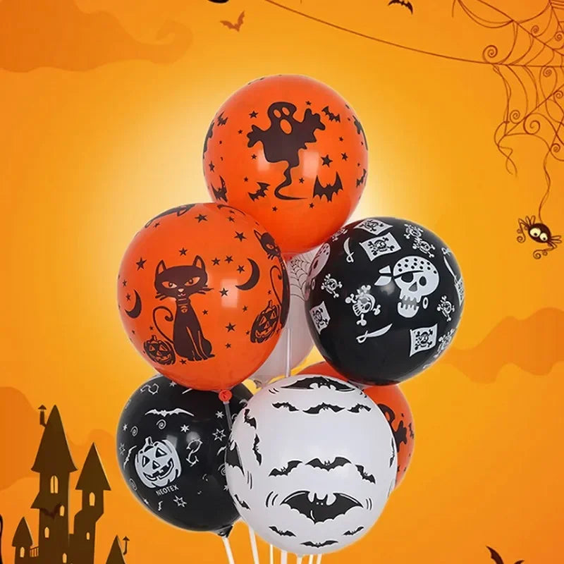 12 Inches Halloween Balloons Orange Pumpkin Ghost Latex Inflatable Balloons Kids Toys Halloween Party Decoration Supplies