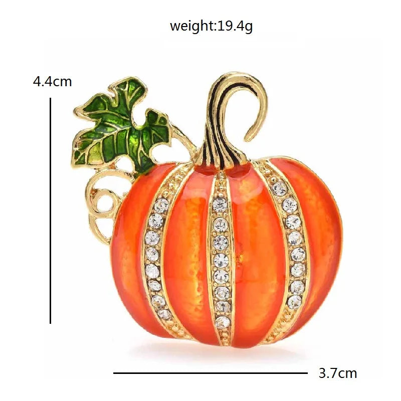 Wuli&baby Enamel Pumpkin Brooches For Women Classic Rhinestone Halloween Brooch Pin Gifts