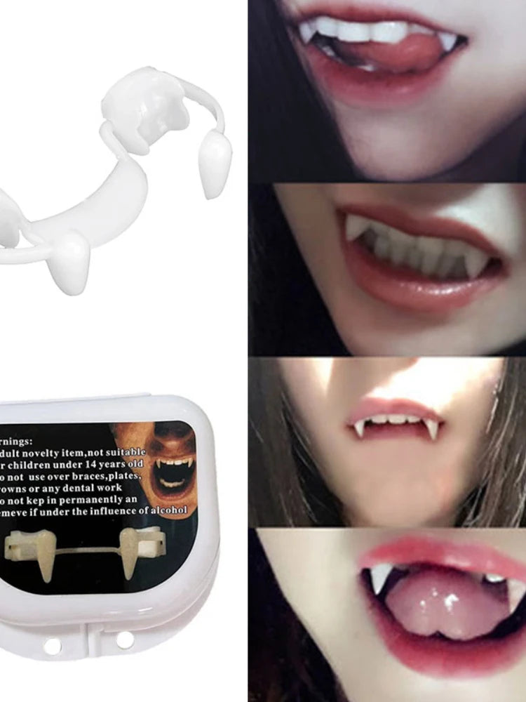 Retractable Vampire Teeth Halloween Decoration Dracula Fake Teeth Monster Werewolf Fangs Cosplay Costume Prop For Adult Kids