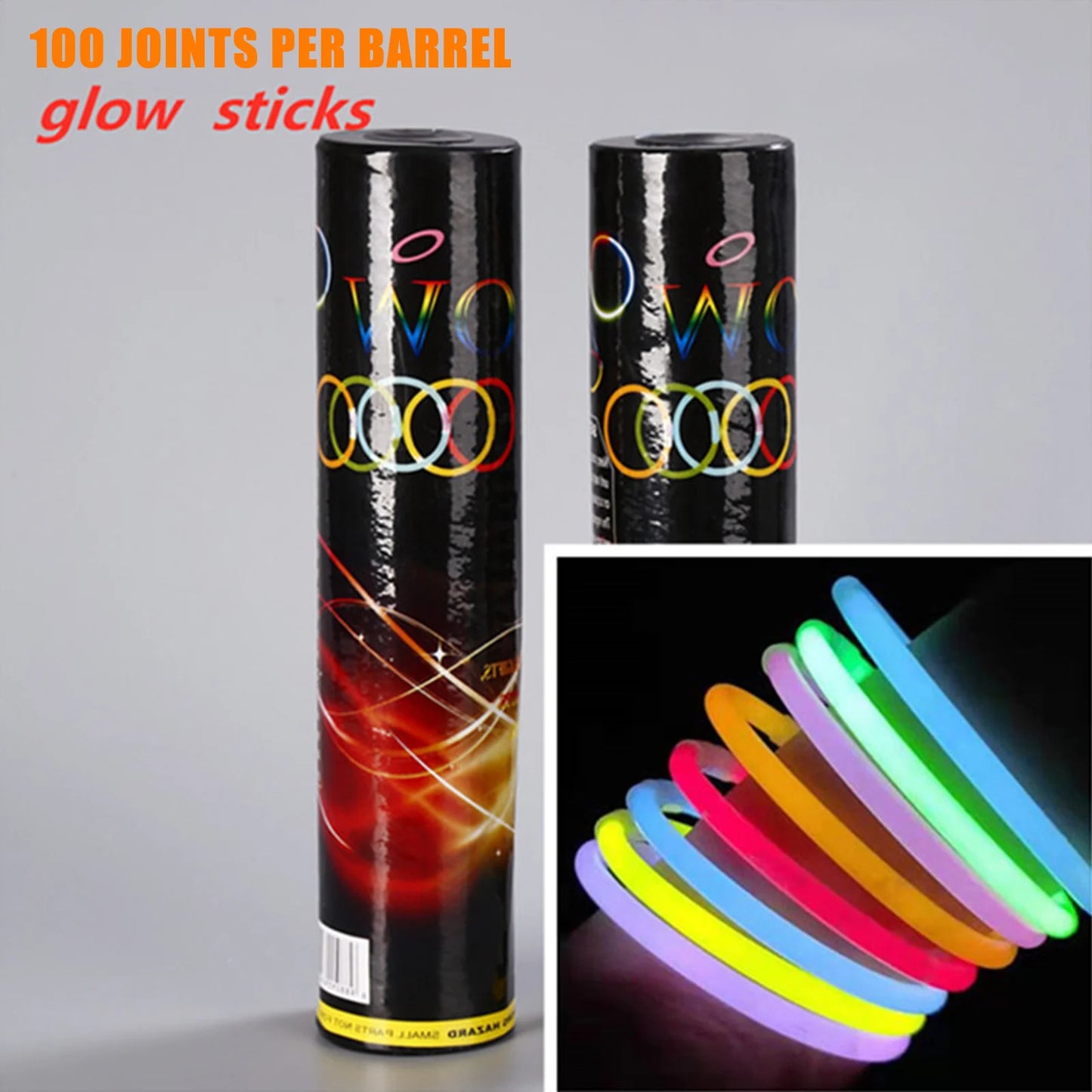 100pcs Glowsticks Party Favors Outdoor Disposable Light Sticks with Mixed Colors for Christmas Halloween Party Supplies PR Sale