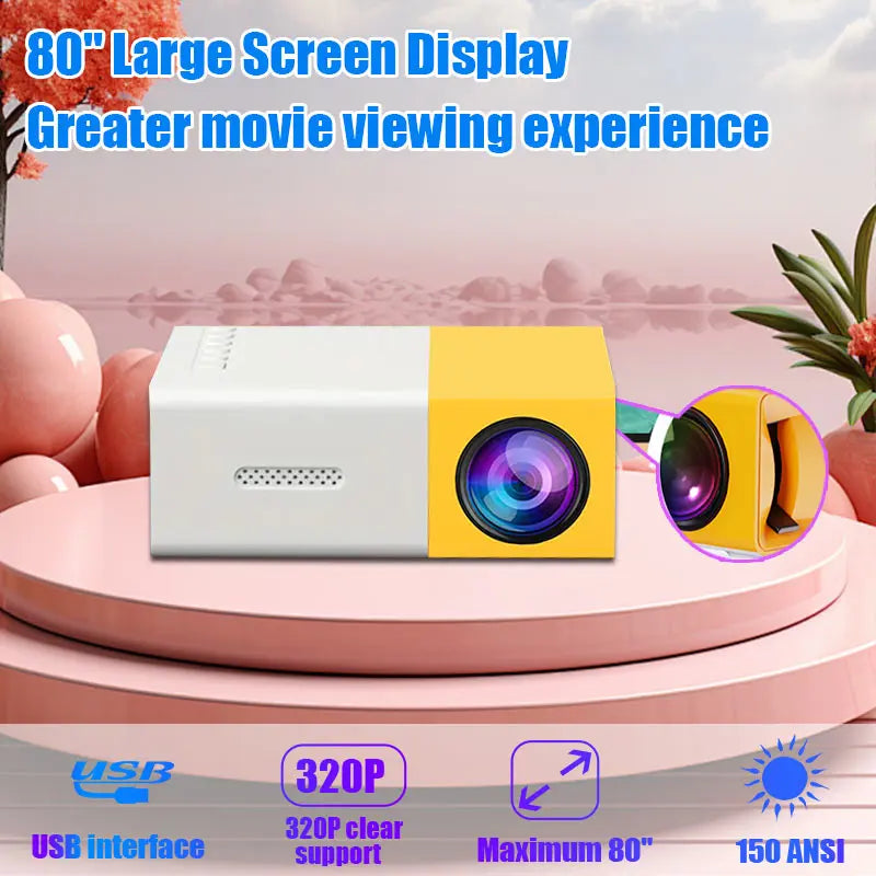 M100 HD Mini Projector Suitable Home Theater Outdoor Camp Compatible HD TV USB SD Stand Christmas Halloween Thanksgiving Gifts