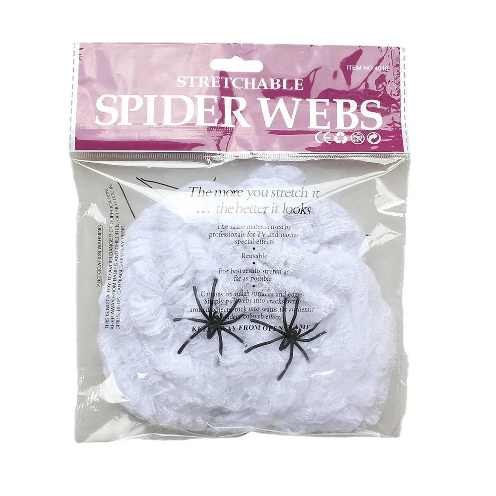 Luminous Spider Web,Stretchy Artificial Cobweb with Fake Spiders,Halloween Decorations,Outdoor Horror Haunted House Decor Props