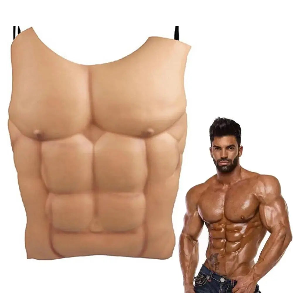 EVA Nude Skin False Muscle Masquerade Costume Tricky Prop Cosplay Fake Macho Chest Abdominal Muscles Halloween Party Diy Decor