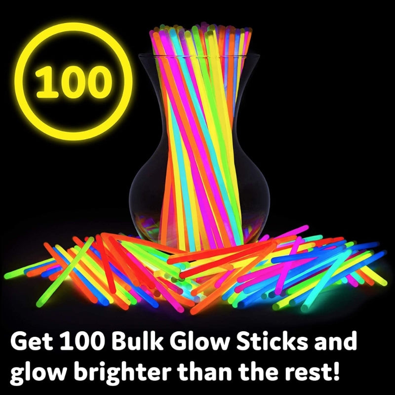 100pcs/set Glow Bracelets Sticks Glow in The Dark Sticks with Connectors Halloween Party Supply Glowsticks DIY Necklace