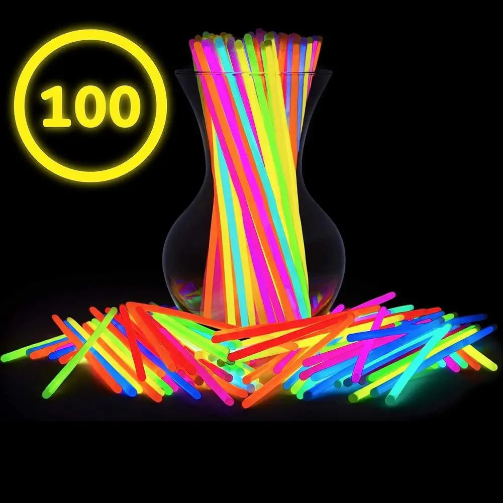 Glow Stick Party Pack Halloween Glow Sticks Vibrant Glow Stick Bulk Set 100pcs Disposable Necklace Bracelet Glowsticks for A