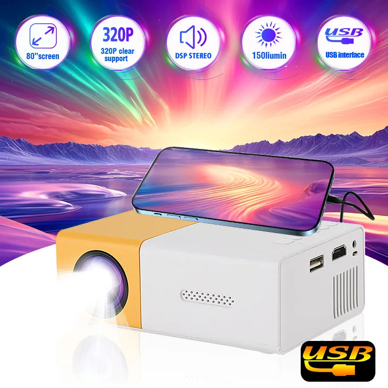 M100 HD Mini Projector Suitable Home Theater Outdoor Camp Compatible HD TV USB SD Stand Christmas Halloween Thanksgiving Gifts