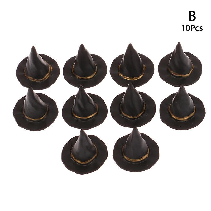 1Set Doll House Halloween witch hat/Boiler jar Pumpkin Plastic mini decoration DIY Ghost Festival toy Holiday Party Horror Prop