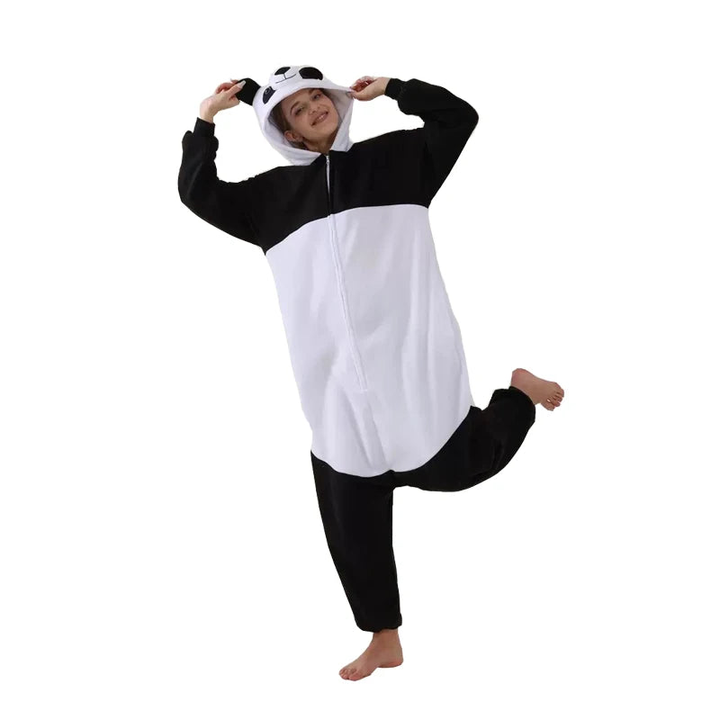 3D Panda Cosplay Costume Ziper Women Onesie Pajamas for Halloween Outfits Animal Kigurumi Full Body Pijama Anime Homewear