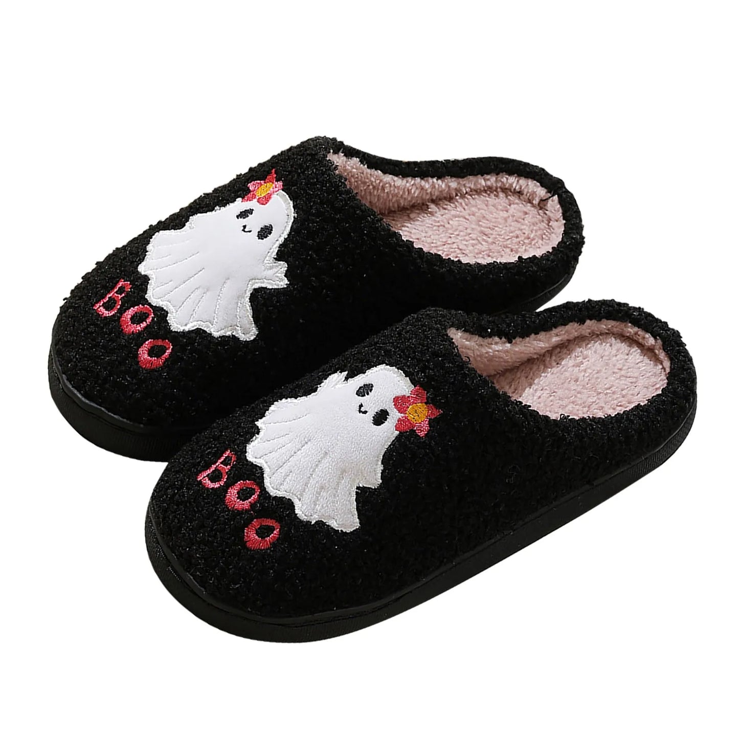 New Slippers for Women Halloween Cute Ghost Boo Print Cotton Warm Fluffy Slippers Home Platform Plush No-slip Women Home Slipper