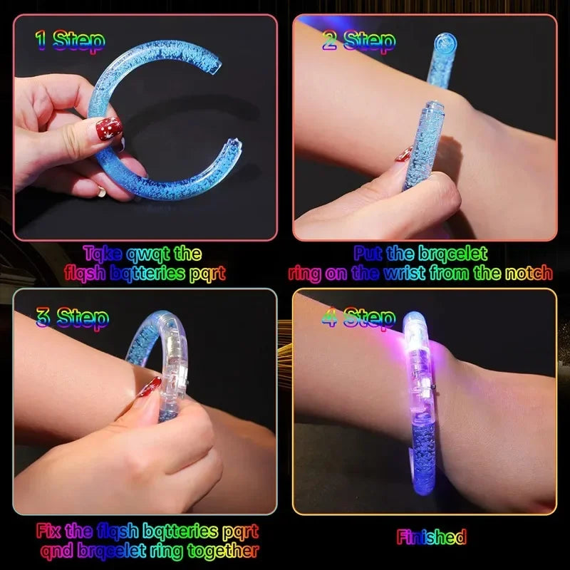 1/20PCS LED Glow Bracelets with Battery Creative Kids Flashing Light Up Toys Neon Glowing Bangle Luminous Wristband Party Supply