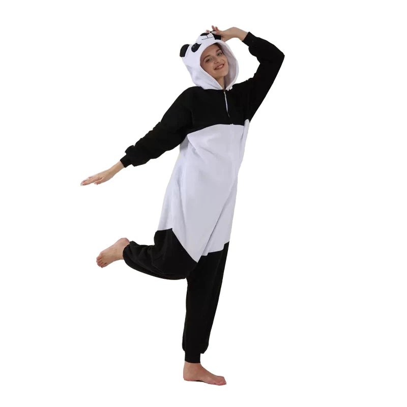 3D Panda Cosplay Costume Ziper Women Onesie Pajamas for Halloween Outfits Animal Kigurumi Full Body Pijama Anime Homewear