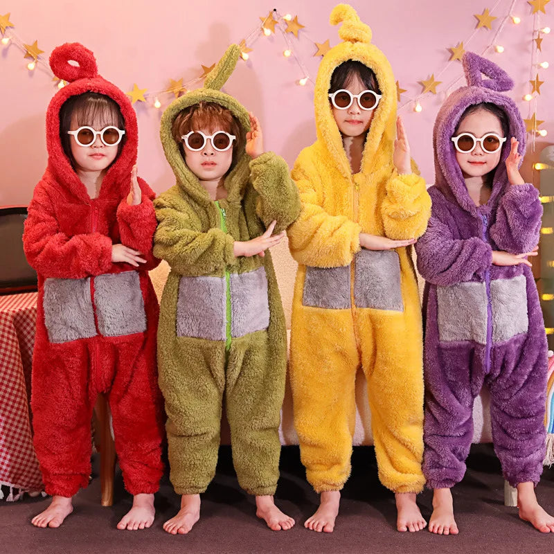 Teletubbies Pajamas Halloween Party Costume Children's Pajamas Kids Teletubbies Costumes Soft Long Sleeves Piece Lala Cosplay