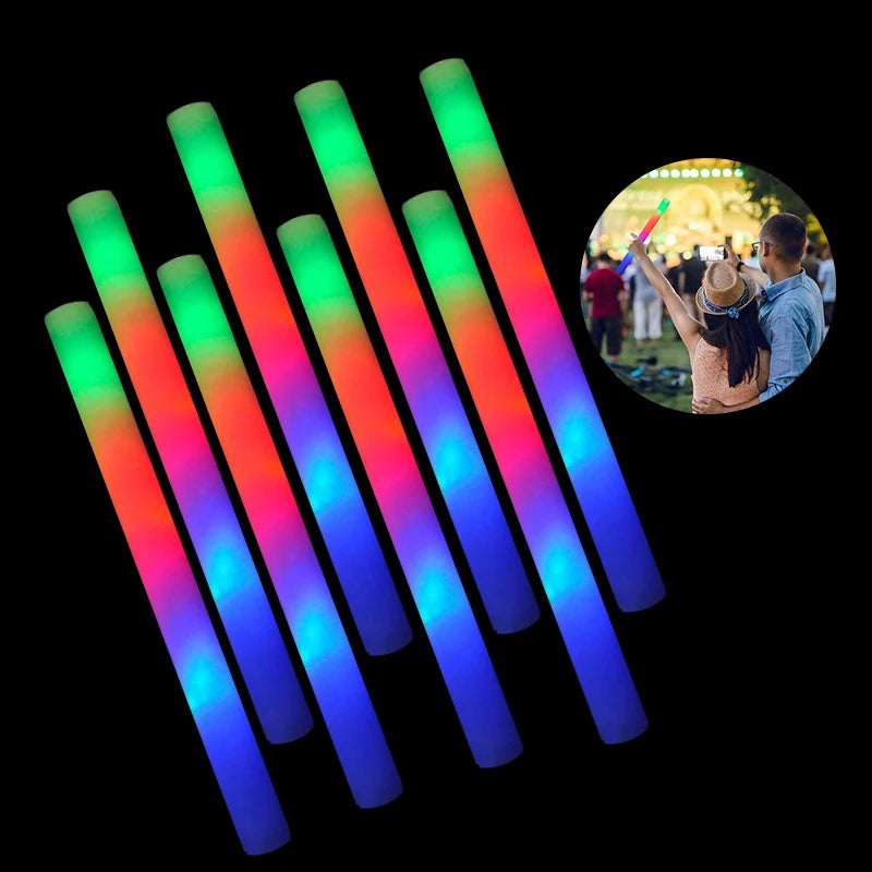 5pcs Light-Up LED Colorful Foam Sticks Sponge Glowsticks Cheer Tube RGB LED Glow In The Dark Light for Festival Party Supplies 8