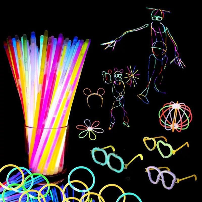 100pcs/set Glow Bracelets Sticks Glow in The Dark Sticks with Connectors Halloween Party Supply Glowsticks DIY Necklace