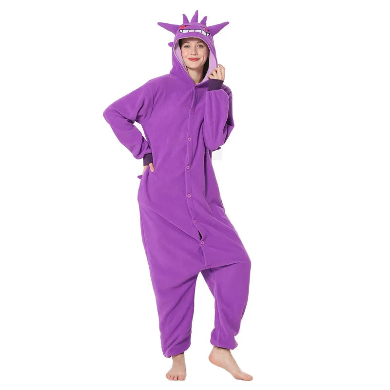 XXL Pokemon Cosplay Clothes Adults Gengar Onesies Kids Kigurumis Full Body Pajamas Christmas Sleepwear Whole Costume Halloween