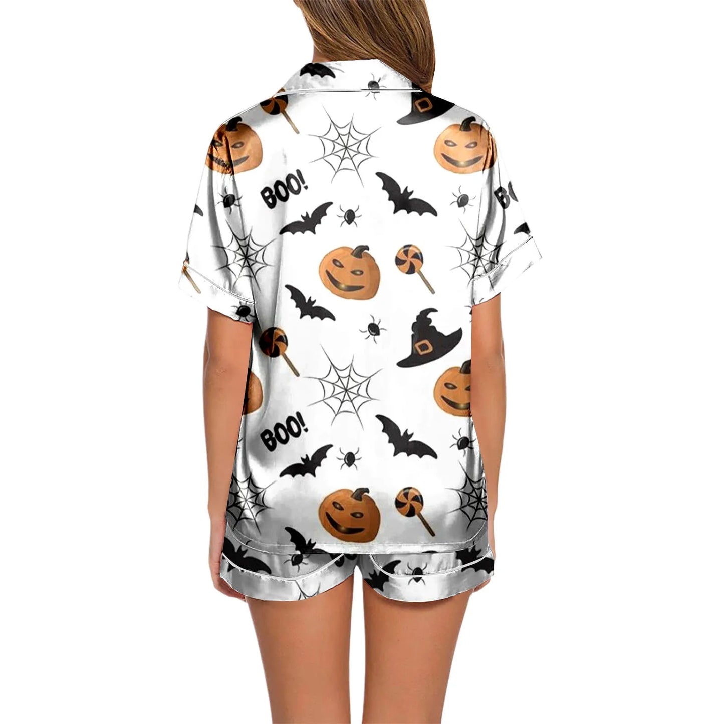 2024 hot 2 pieces Pajamas Shorts Set Pants Set for Women Ladies Casual Halloween pumpkin Printed Loungewear comfortable sets