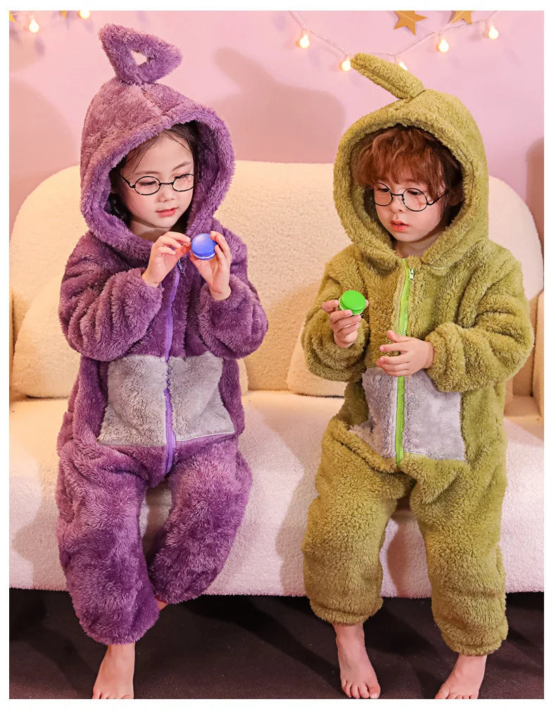 Teletubbies Pajamas Halloween Party Costume Children's Pajamas Kids Teletubbies Costumes Soft Long Sleeves Piece Lala Cosplay