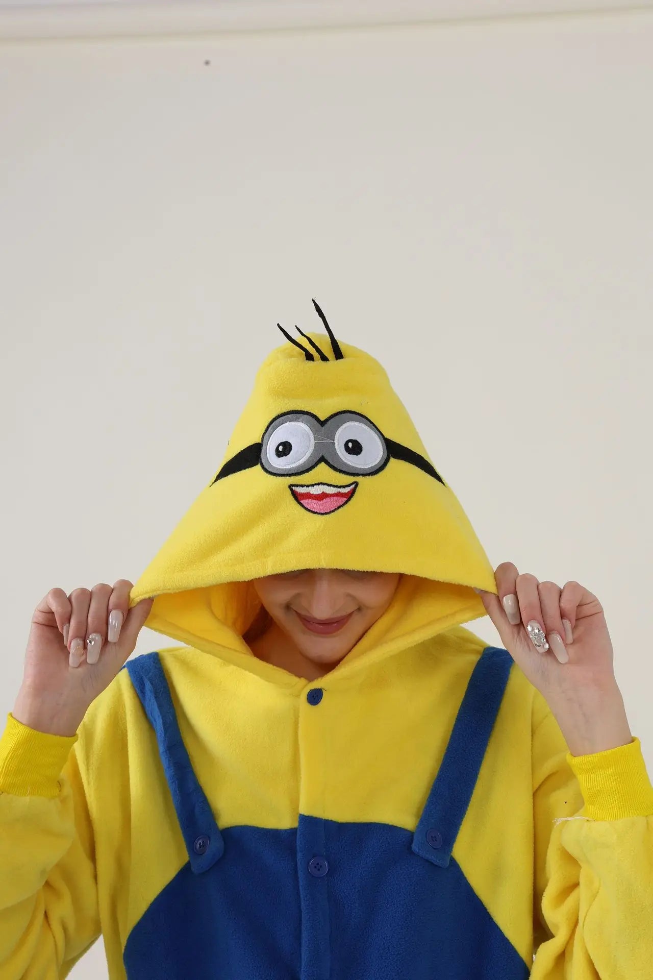 Anime Cartoon Jumpsuit Minions Fleece Pajamas Adult Home Clothes Halloween Costume Dress Up Party Clothing Surprise Gift