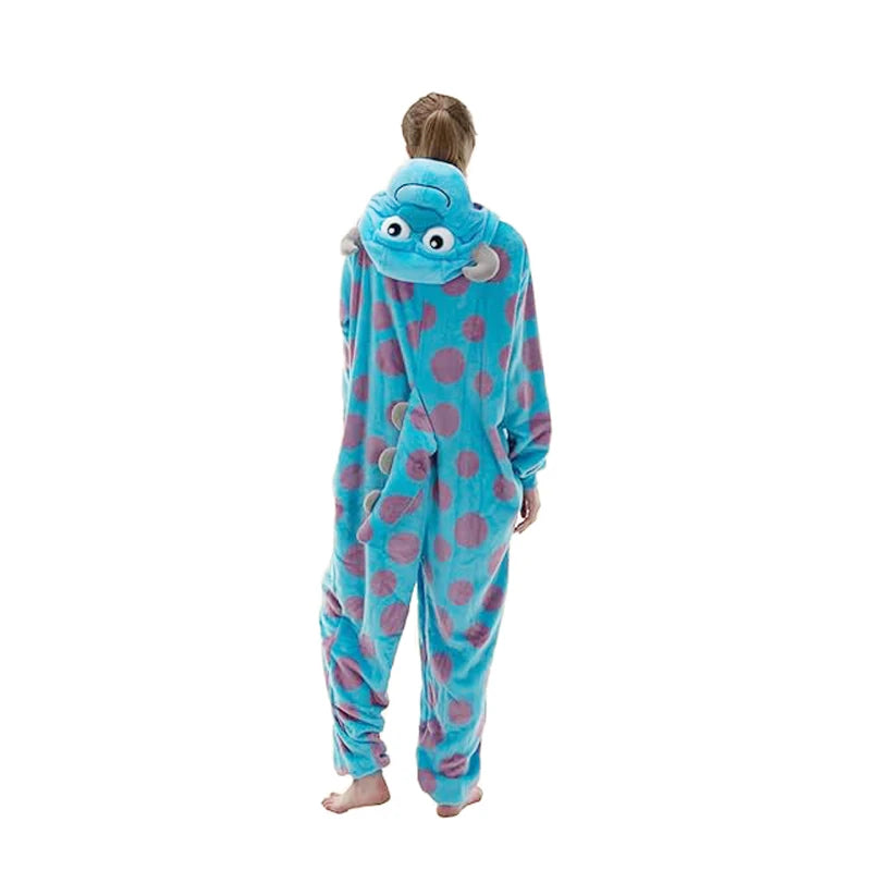 Women Onesie Blue Monster Cosplay Costume for Adults Pajamas  Full Body Clothes One-Piece Pijamas Halloween Kigurumi Homewear